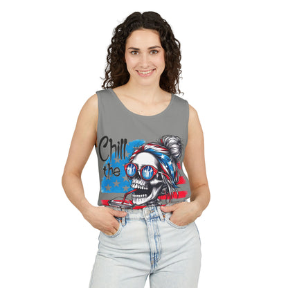 Fourth of July Skull Tank Top — "Chill the Fourth Out" Patriotic Summer Tee