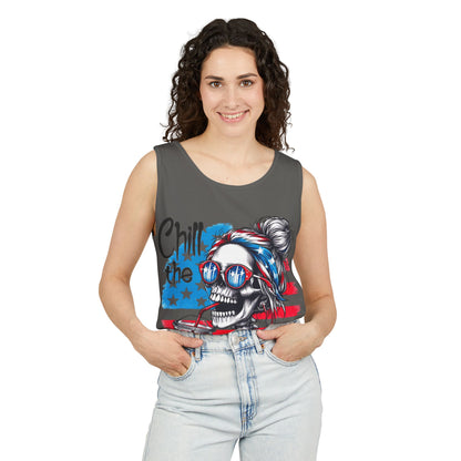 Fourth of July Skull Tank Top — "Chill the Fourth Out" Patriotic Summer Tee