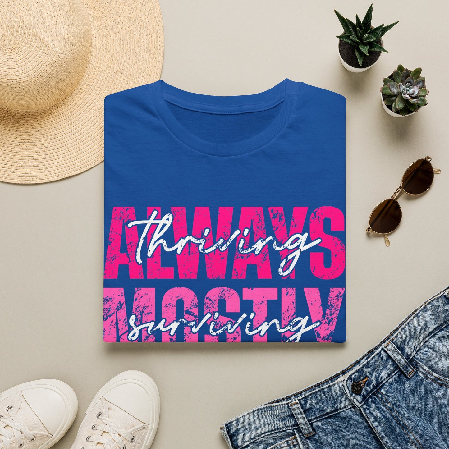 'Always Mostly Rarely' Pink Distressed Tee