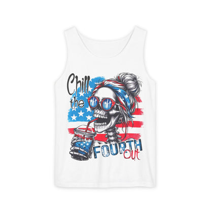Fourth of July Skull Tank Top — "Chill the Fourth Out" Patriotic Summer Tee