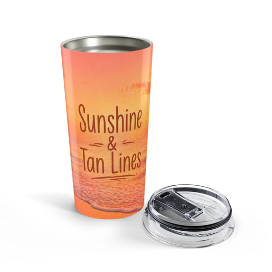 "Sunshine & Tan Lines" 20oz Sunset Beach Travel Cup