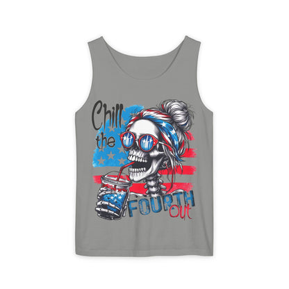 Fourth of July Skull Tank Top — "Chill the Fourth Out" Patriotic Summer Tee