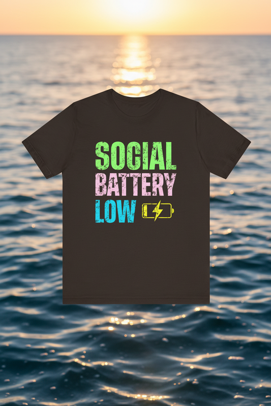 Social Battery Low Tee - Ocean Background